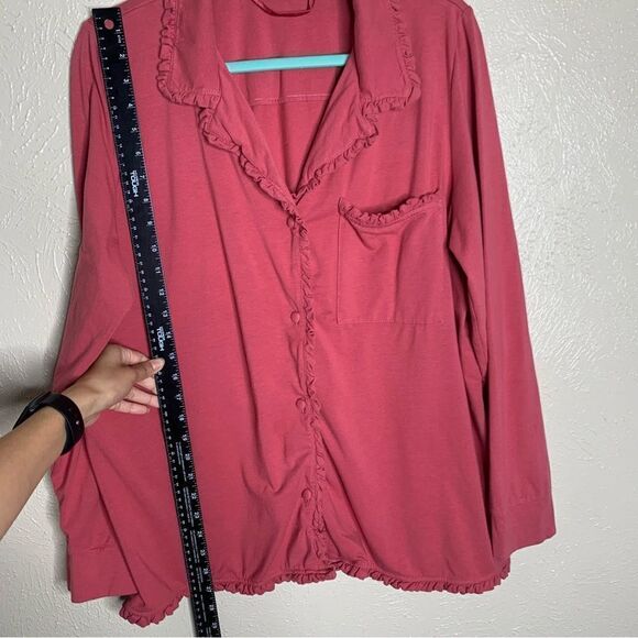 Soft surroundings el sueno pajama long sleeve ruffle top pink - Picture 6 of 6